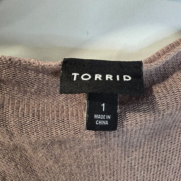 Torrid Brown Cardigan Size 1 Tie Waist Hood Soft - Picture 2 of 10